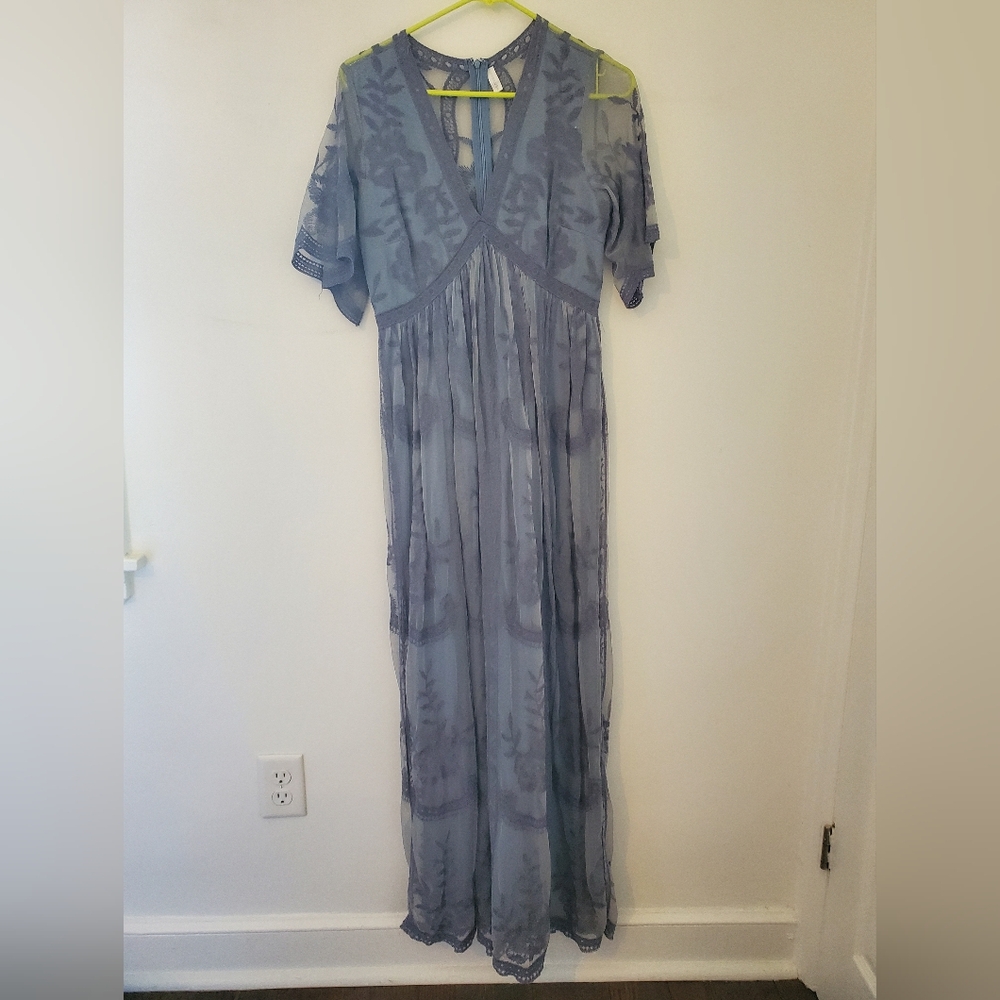 Pinkblush Blue Lace Maxi Maternity Dress